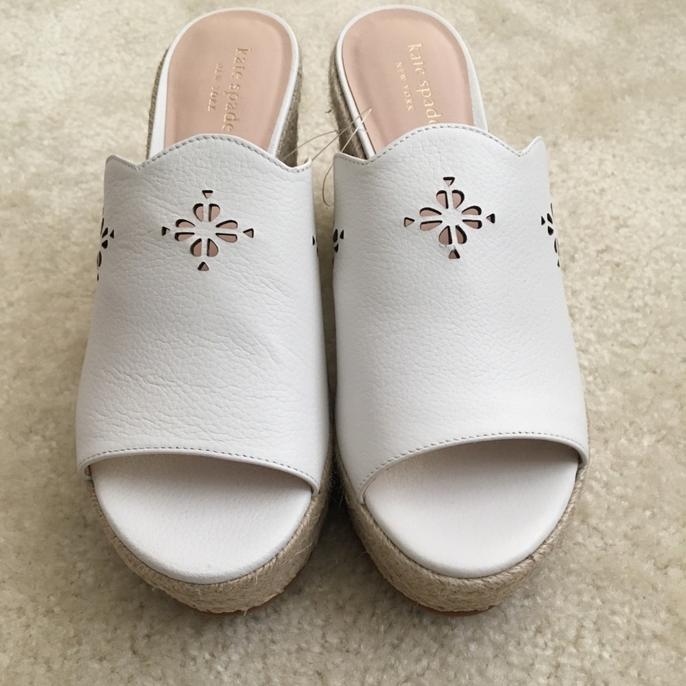Kate Spade ♠️ New York white leather Tenley wedge.